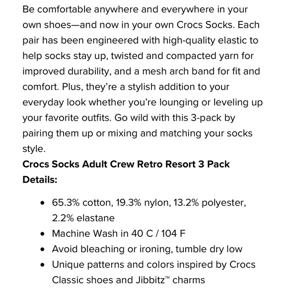 π HP ππ CROCS Socks Retro Resort Crew Socks 3 Pack - Picture 12 of 13